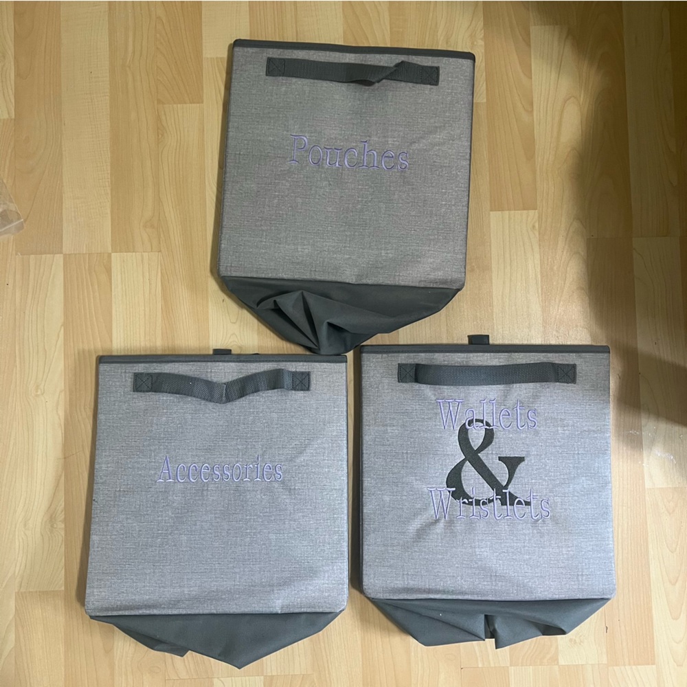 Thirty One Your Way Cube in Grey Crosshatch (set of 3)